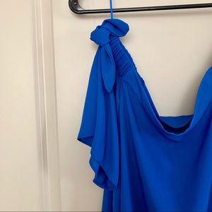 Q&A Tops - Off The Shoulder Blue Blouse Q&A Tops - Off The Shoulder Blue Blouse
